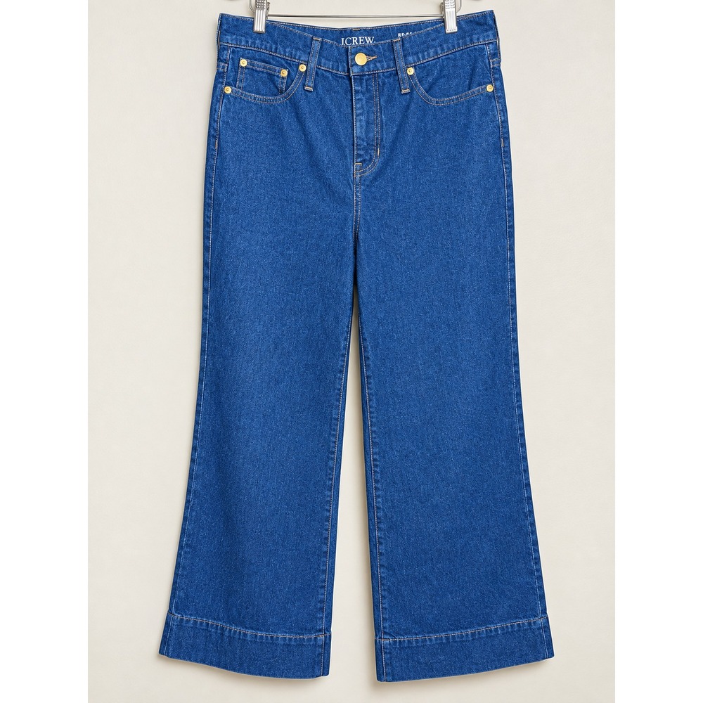 J.Crew High Rise Wide Leg 96 Denim Trouser Jeans Blue 29 Petite RE-96-IDG